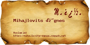Mihajlovits Ágnes névjegykártya